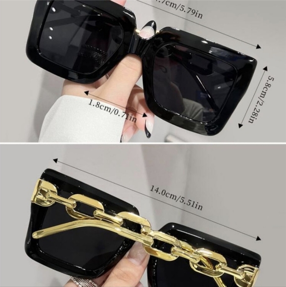 NEW Black Chain Fashion Sunglasses - Picture 10 of 12